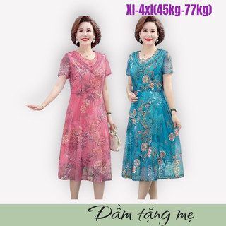 Đầm trung niên, váy trung niên Voan nhập khẩu cao cấp