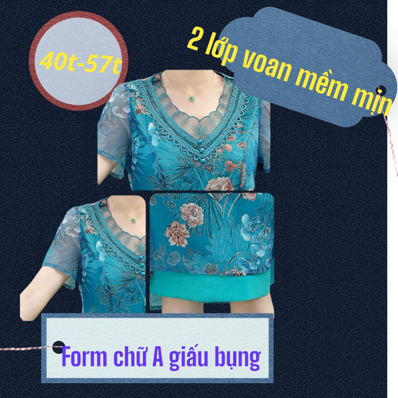 Đầm trung niên, váy trung niên Voan nhập khẩu cao cấp