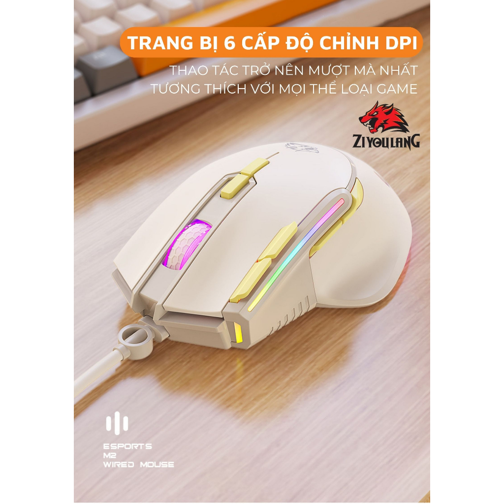 Chuột Cơ Gaming Máy Tính Laptop ZiyouLang M2 Thiết Kế Cực Ngầu Trang Bị Macro Chuyên Nghiệp LED RGB Cực Đẹp