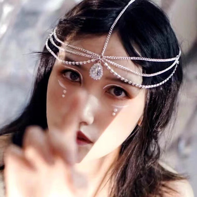 Vòng đội đầu boho hình giọt nước đính đá phụ kiện tóc cosplay cài đầu sang trọng cho cô dâu