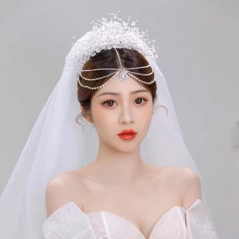 Vòng đội đầu boho hình giọt nước đính đá phụ kiện tóc cosplay cài đầu sang trọng cho cô dâu