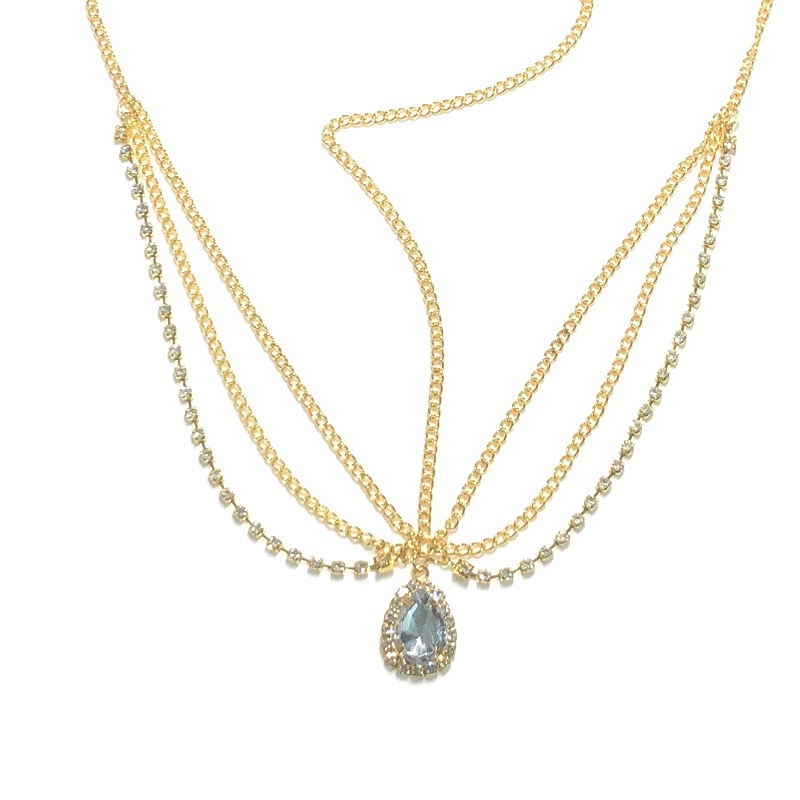 Vòng đội đầu boho hình giọt nước đính đá phụ kiện tóc cosplay cài đầu sang trọng cho cô dâu