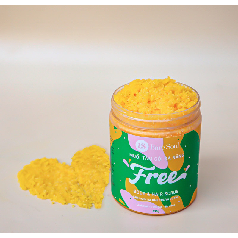 Muối Tắm Gội Đa Năng BareSoul Free Body & Hair Scrub 300g
