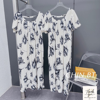 Váy maxi hoa ly dập