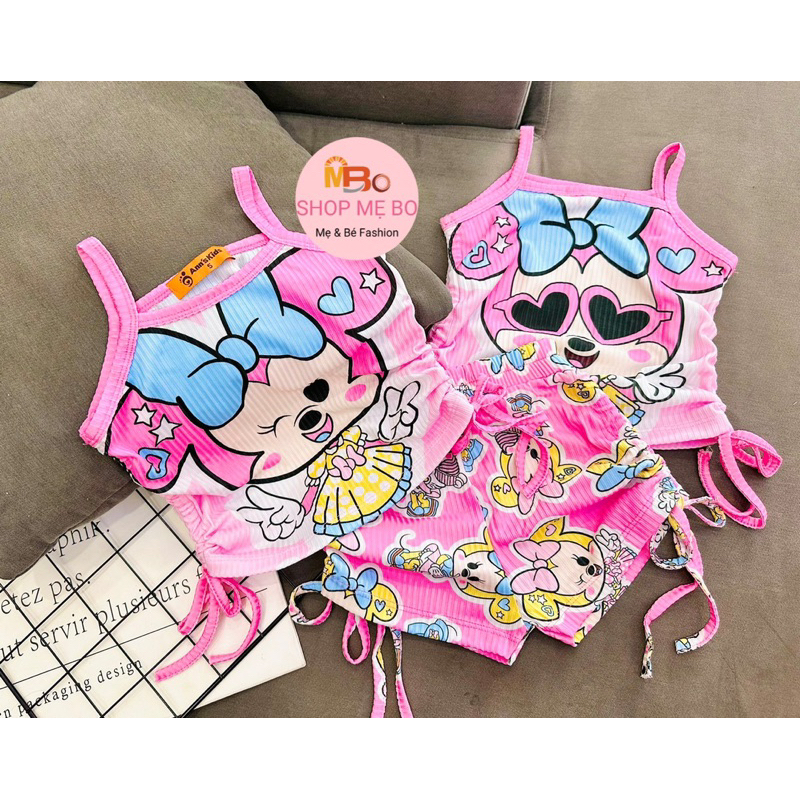 ĐỒ BỘ BÉ GÁI 2 DÂY, SÁT NÁCH bé gái thun cotton xuất dư đáng yêu MB46