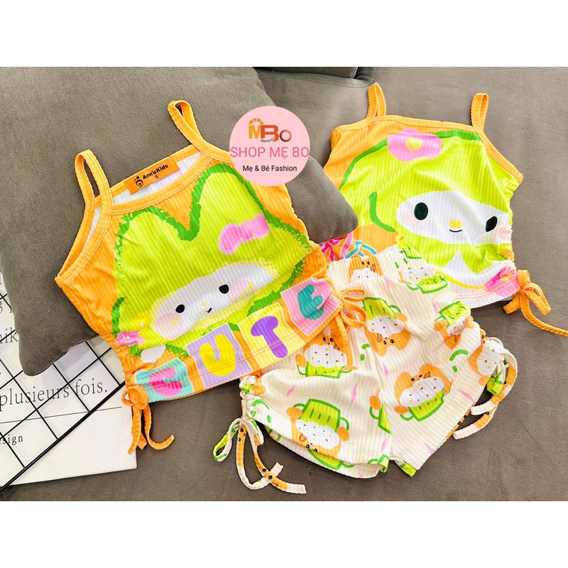 ĐỒ BỘ BÉ GÁI 2 DÂY, SÁT NÁCH bé gái thun cotton xuất dư đáng yêu MB46