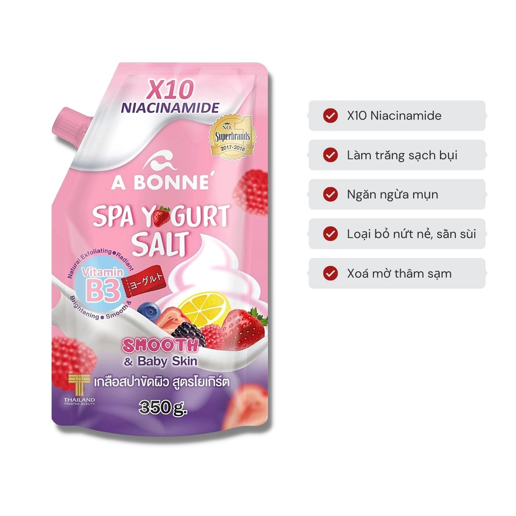 Muối tắm tẩy da chết muối bò a bonne spa milk salt yogurt, vitamin C