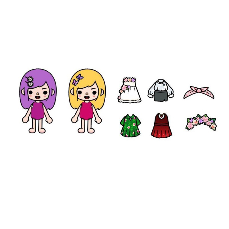 Búp bê Toca lẻ kèm quần áo  - Búp bê giấy- Ảnh thật ở cuối