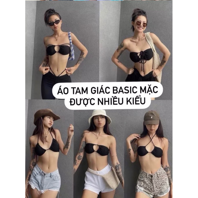 Bikini, đồ bơi nữ 2 mảnh kèm khăn basic ảnh khách feedback bikini sexy