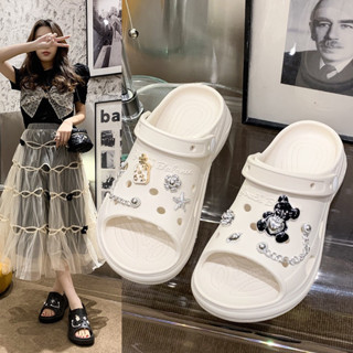 Dép sandal nữ đế cao 4cm kèm sticker đá, dép sục quai hậu nữ đế cao siêu hot 2023