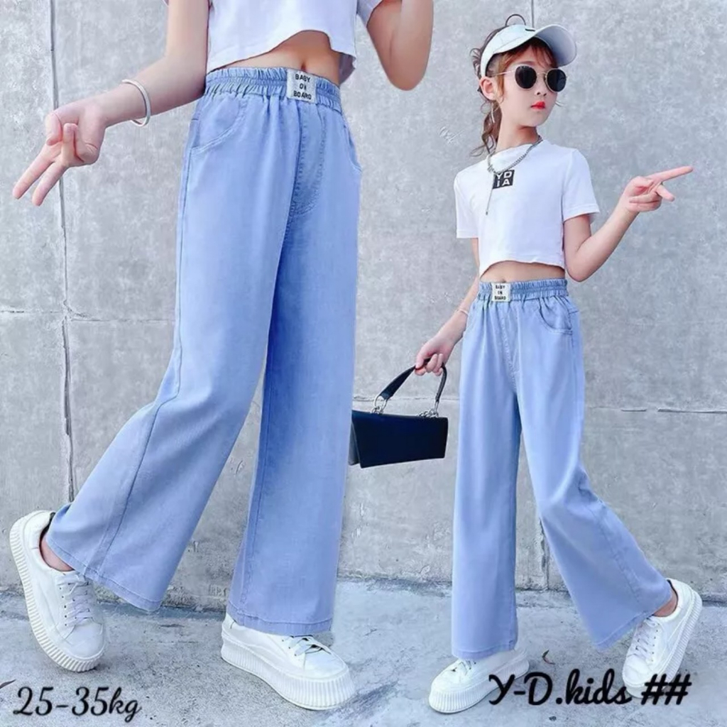 quần jeans size lớn cho bé gái quần bò giấy mềm dáng xuông chất mềm mát fom chuẩn
