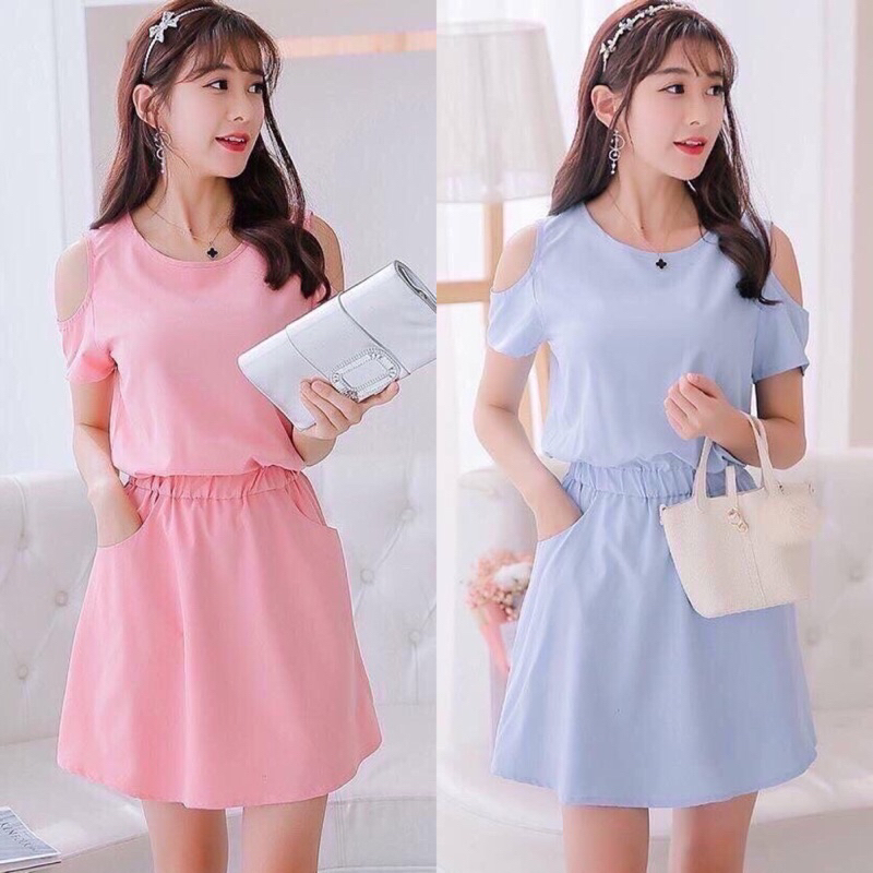 Đầm xoè hở vai