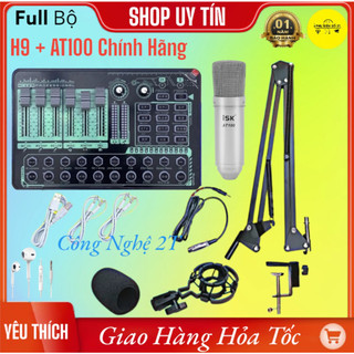 Mic Thu Âm Micro Livestream Trọn Bộ Soundcard H9 & Mic ISK AT100 thu âm và karaoke hát livestream các app
