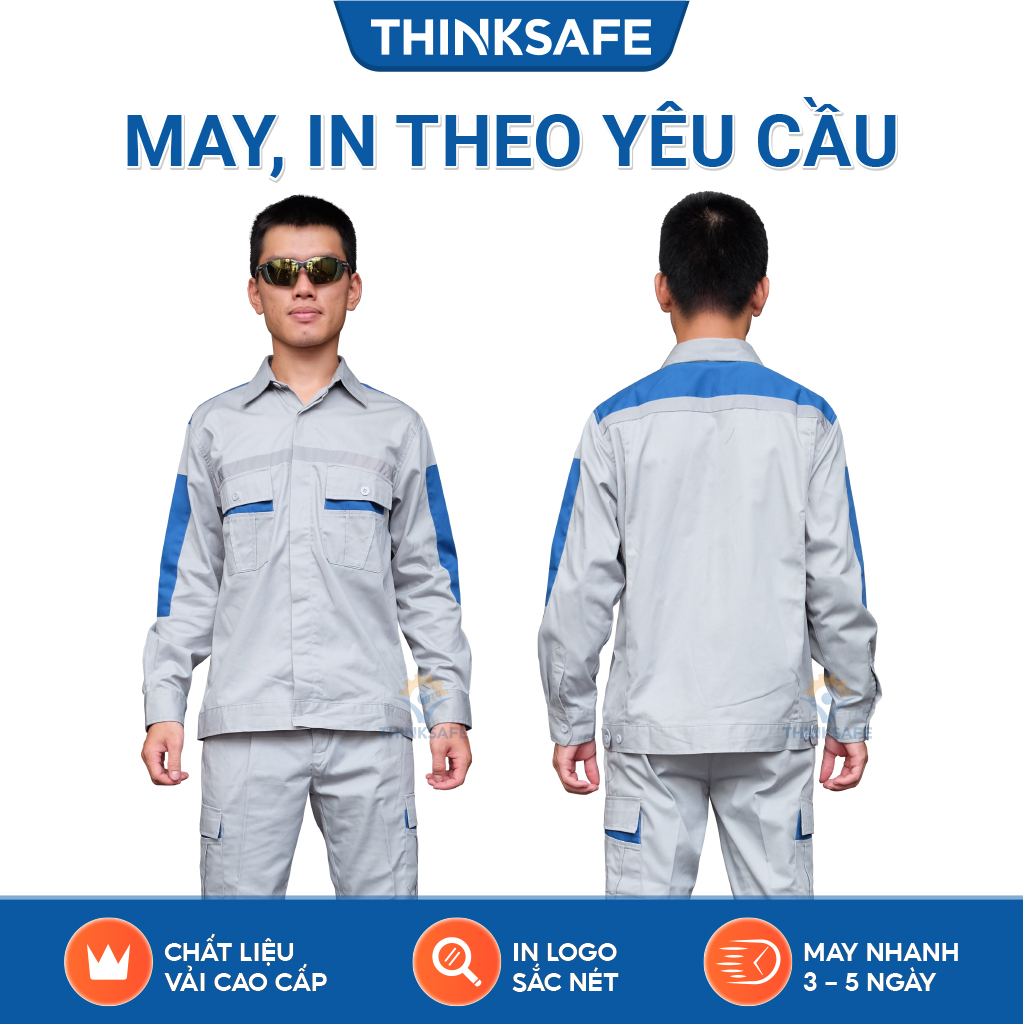 Quần áo bảo hộ lao động Thinksafe áo lao động kỹ sư công nhân có túi hộp thoải mái thoáng mát thấm hút mồ hôi PR02