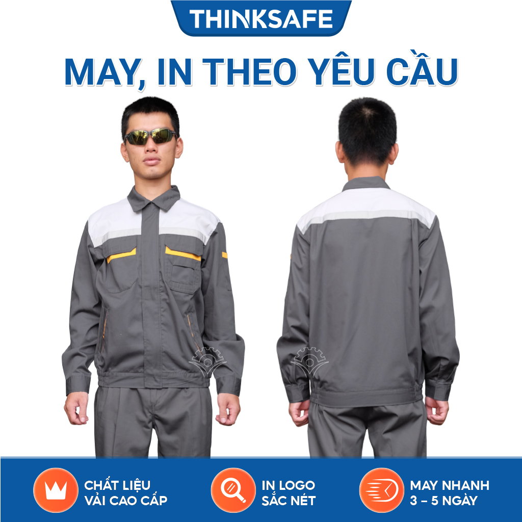 Quần áo bảo hộ lao động Thinksafe áo lao động kỹ sư công nhân có túi hộp thoải mái thoáng mát thấm hút mồ hôi PR04