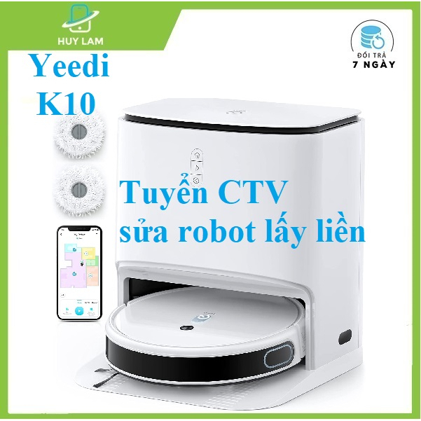 Robot lau nhà hút bụi Ecovacs Yeedi K10, tự giặt khăn lau nhà, sấy khô khăn, lực hút 3000 Pa, pin 5200mah, app Việt.