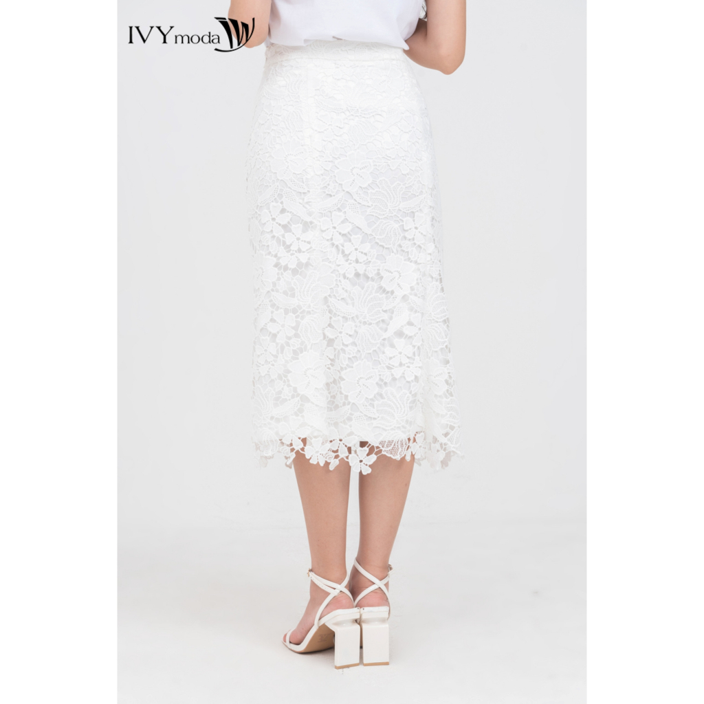 Chân váy midi phối ren IVY moda MS 31M8301