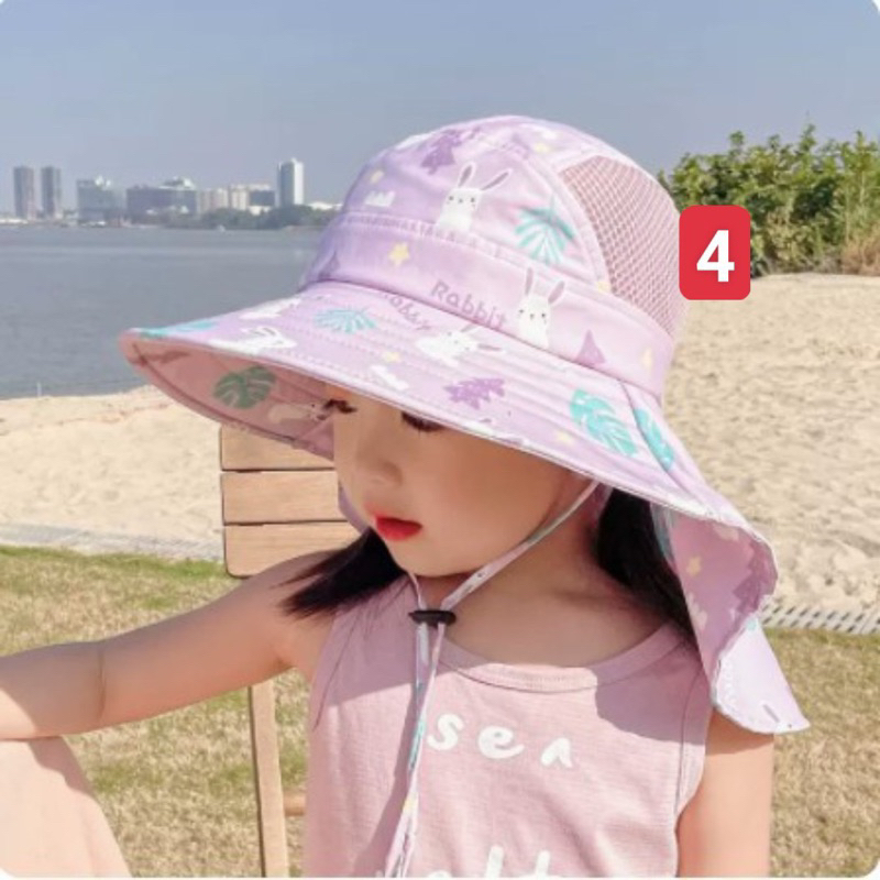 Mũ Chống Nắng Cho Bé Rộng Vành Che Gáy Tặng Kèm Còi Thổi