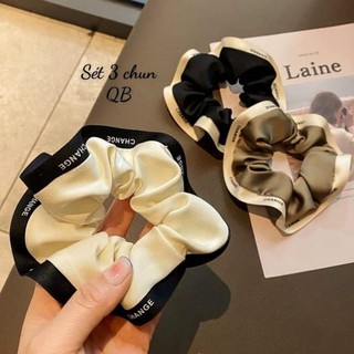 Sét 3 buộc tóc chanel,dây cột tóc siêu cute