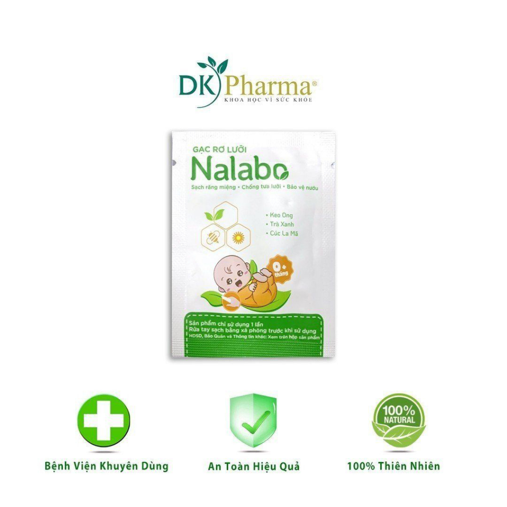 Gạc rơ lưỡi DK Pharma - Nalabo Làm Sạch Răng, Lưỡi, Nướu và Khoang Miệng Cho Bé  - Lẻ 2 gói [KHÔNG BAO BÌ, KHÔNG HỘP]