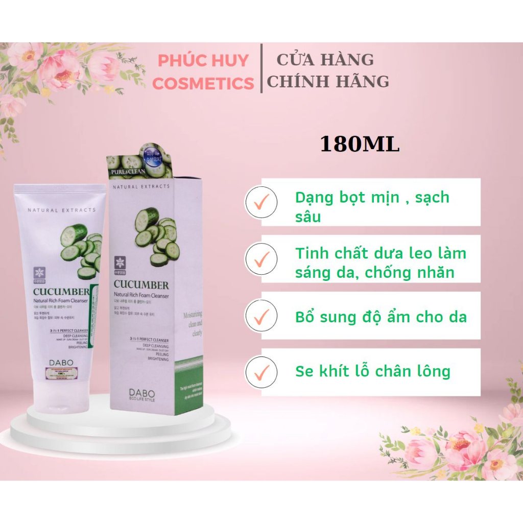 SỮA RỬA MẶT DABO DƯA LEO 180ML
