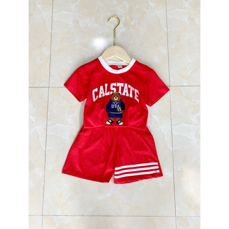 Bộ bé trai cotton co giãn 4 chiều, in hình gấu,kiểu dáng thể thao ,size 10-35kg