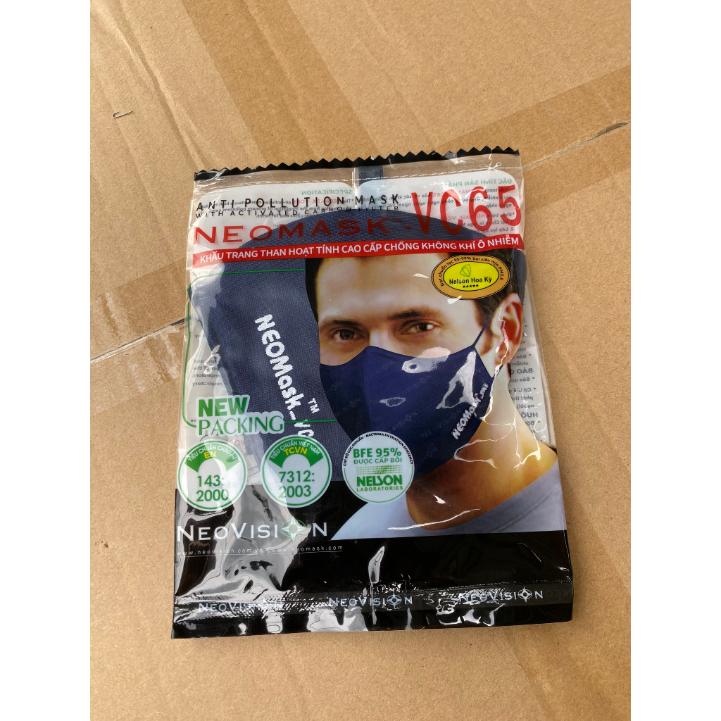 Khẩu trang VC65 thun qua tai, Khẩu trang chống bụi, Lọc độc VC65,Khẩu Trang Hoạt Tính Neomask VC65 Ngăn Bụi Mịn, Khử MùI