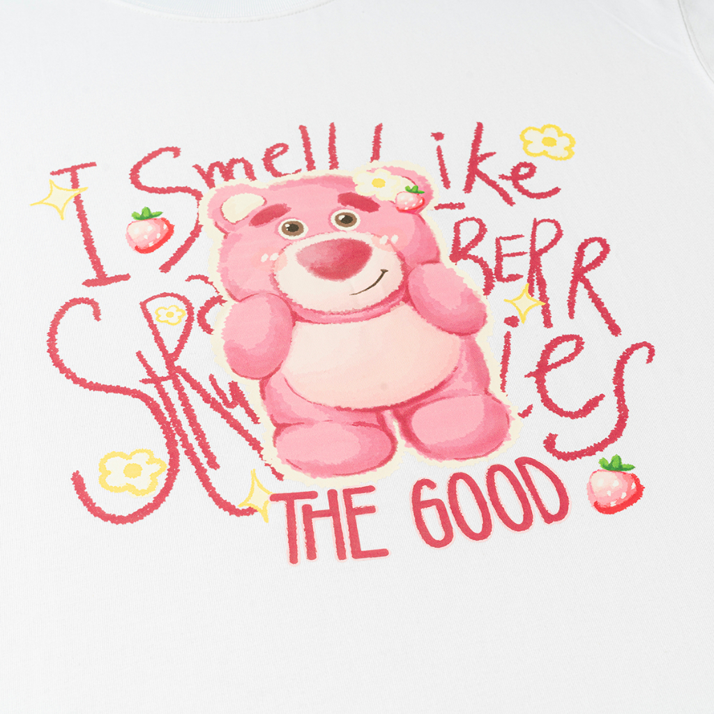 Áo Thun THE GOOD "I Smell Like Strawberry", Áo Phông, Áo Đôi Form Rộng Họa Tiết  Gấu Hồng