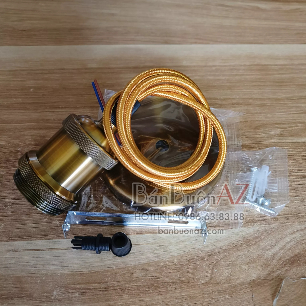 Đui thả đui đèn bằng hợp kim mạ crom, dây thả bóng đèn e27 cao cấp