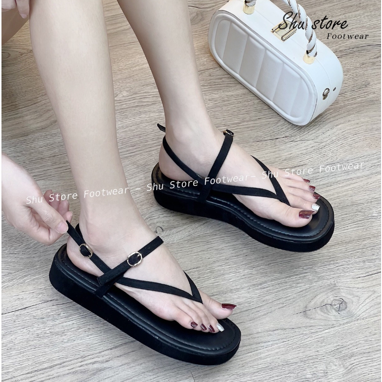 Shu Store | Sandal kẹp ngón khóa gài cao 3cm năng động xinh xắn cho nàng