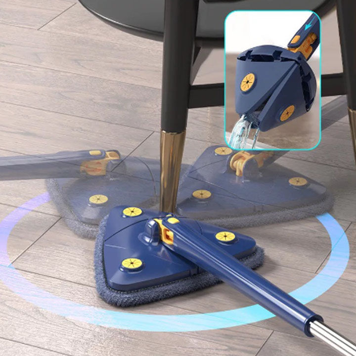 Cây Lau Nhà , Chổi Lau Sàn Trần Nhà, Tường Kính Hình Tam Giác Đa Năng Tự Vắt Thông Minh Xoay 360 Độ