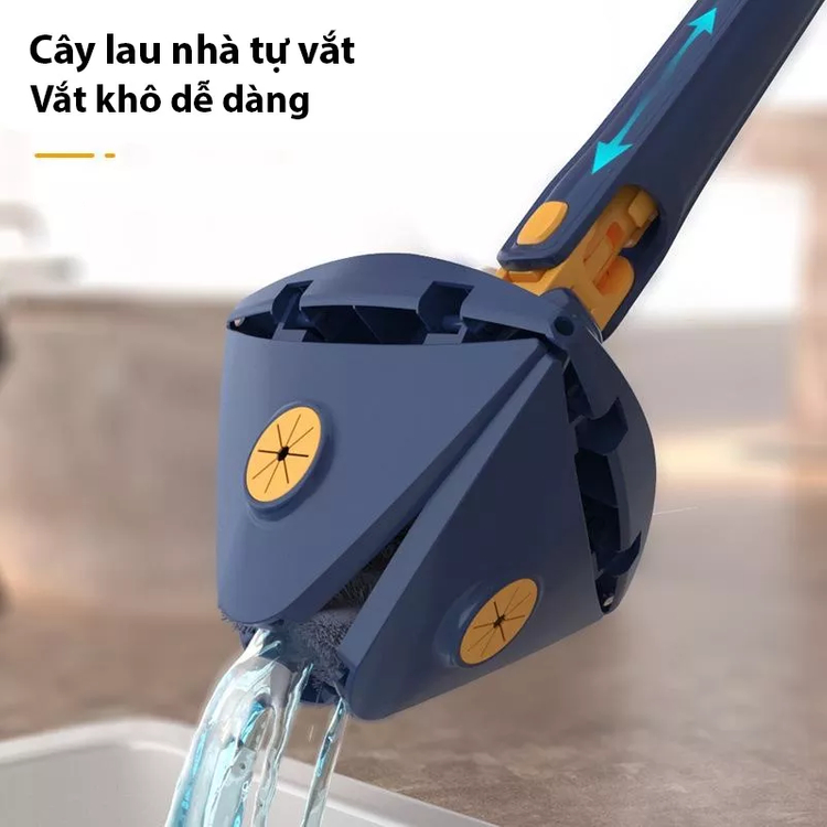 Cây Lau Nhà , Chổi Lau Sàn Trần Nhà, Tường Kính Hình Tam Giác Đa Năng Tự Vắt Thông Minh Xoay 360 Độ