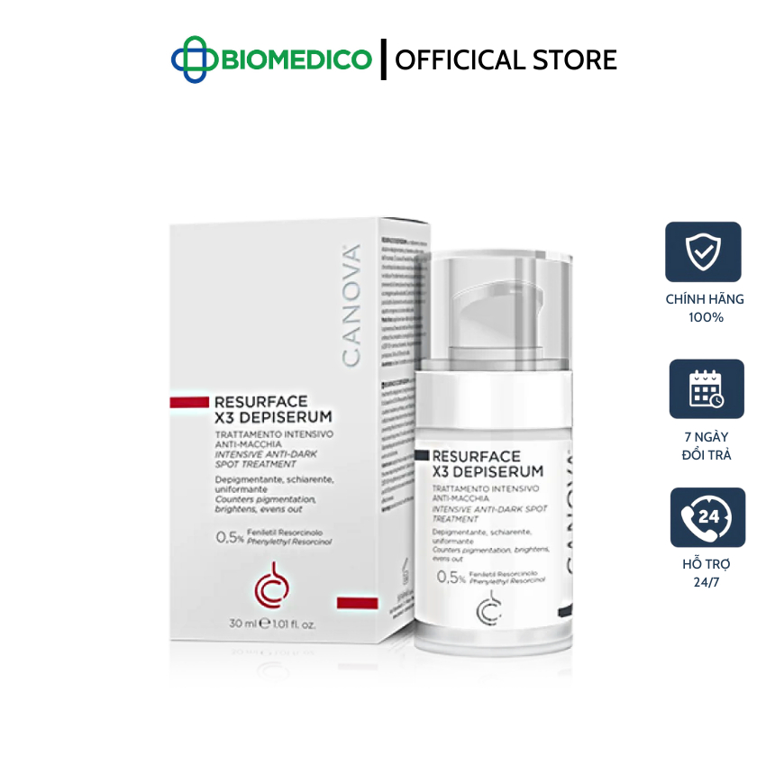 CANOVA RESURFACE X3 DEPISERUM - INTENSIVE ANTI-DARK SPOT TREATMENT / Serum phục hồi cho da lão hóa, nám 30ml
