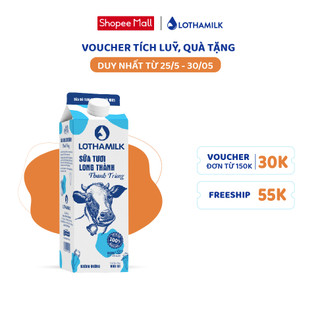 Hộp sữa tươi thanh trùng không đường Lothamilk 900ML