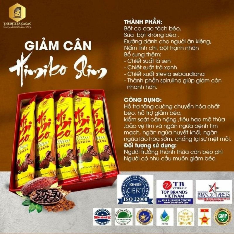 CACAO GIẢM CÂN HIMIKOSLIM MẪU MỚI CAM KẾT GIẢM 3-5kg SAU 1 LIỆU TRÌNH..
