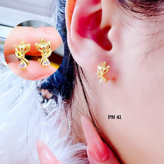 Bông tai hồ ly vàng khuyên tròn bấm