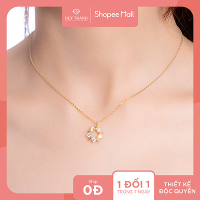 Dây Chuyền Vàng Tây DCPTB300 Thiết Kế Hình Mặt Trời Đính Đá CZ Lấp Lánh Huy Thanh Jewelry