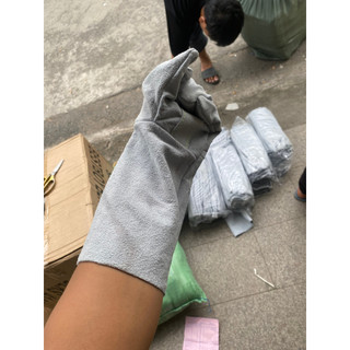Găng tay da hàn dài 1 lớp,Bao tay da hàn dài 1 lớp, Găng tay chịu nhiệt chống nóng hàn xì