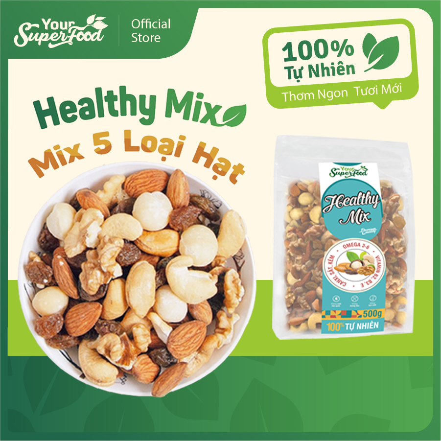 Healthy Mix 5 Loại Granola Siêu Hạt Ngũ Cốc Dinh Dưỡng Cho Bà Bầu Ăn Kiêng Giảm Cân Mix Sữa Chua Từ Your Superfood 500g