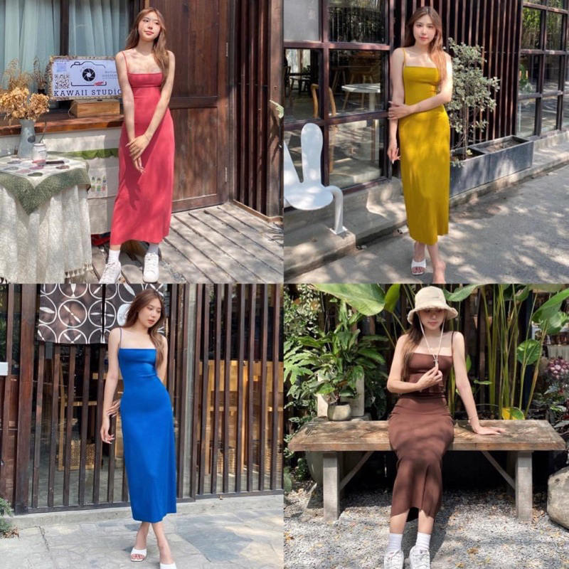 Đầm body suông 2 dây trendy nhiều màu