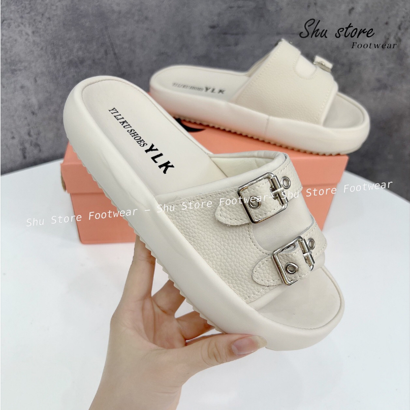 Shu Store | Dép đế bằng đúc bảng ngang 2 quai khóa gài thời trang mới cho nữ 2023