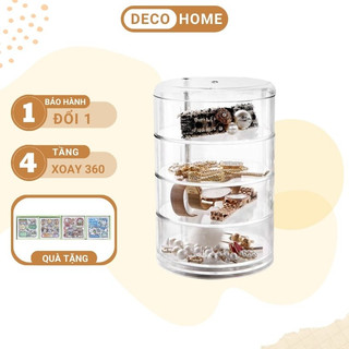Hộp đựng trang sức trong suốt xoay 360 độ nhiều ngăn cao cấp sang trọng để phụ kiện nhỏ tiện lợi giá rẻ