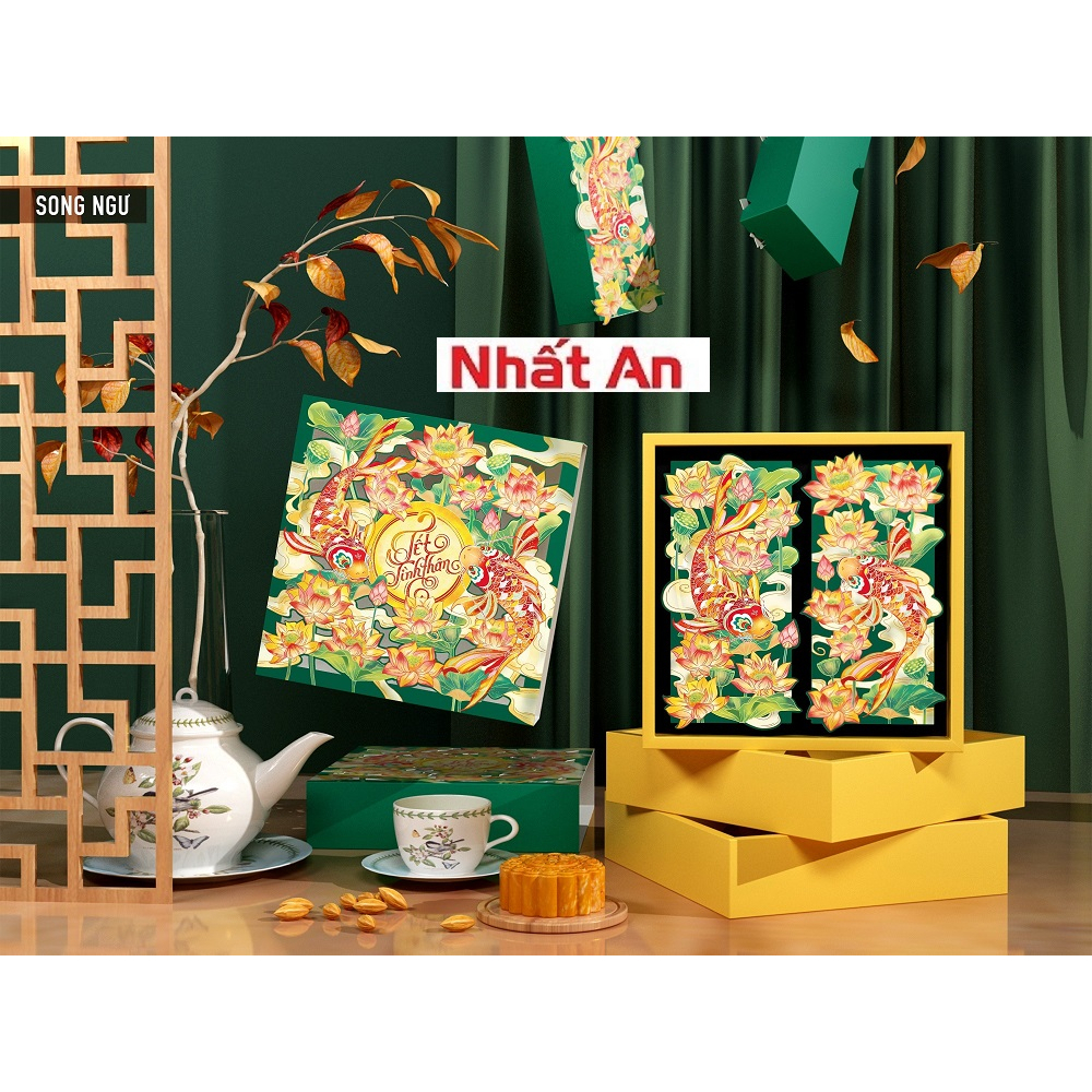 Hộp trung thu 4 bánh Song Ngư 150gr-250gr (10 bộ)