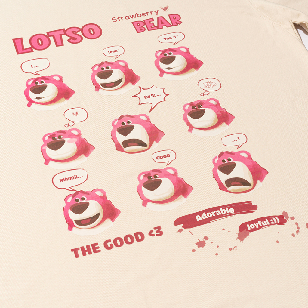 Áo Thun Local Brand THE GOOD "Lotso Strawberry Bear" In Hình Gấu Hồng Cute, Áo Phông Form Rộng Nam Nữ