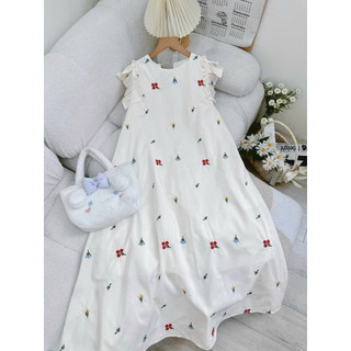 Đầm hoa thêu bigsize dáng babydoll form rộng sang chảnh ( Thời trang Vicky G - Anitagreen ) HN0623