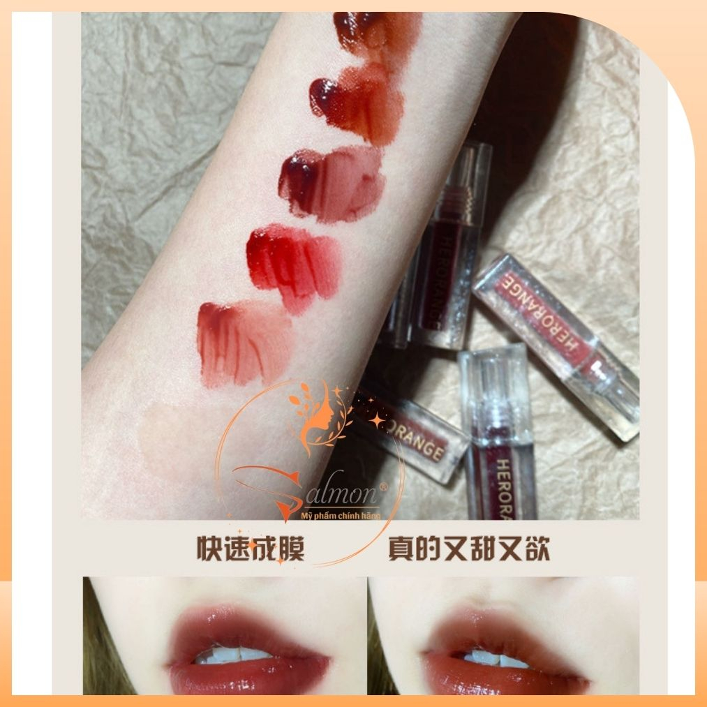 Son Tint Bóng Lì Đá Băng HERORANGE Ice Flower Lip Glaze HR239 Vỏ Trong Suốt Bông Tuyết Lấp Lánh Nội Địa Trung - Salmon