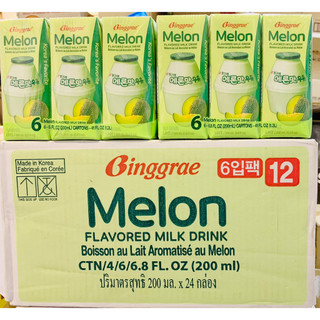 1 lốc 6 hộp sữa dưa lưới binggrae 200ml - hàn quốc