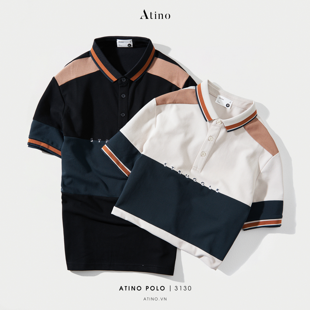Áo Polo Nam Phối Vải ATINO Chất Liệu Cotton Cao Cấp Thoáng Mát Form Regular PL2.3130