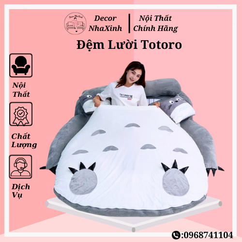 Đệm Lười TOTORO, Đêm Lười Thêu Hình Thú Siêu Đáng Yêu, Giường Lười Nằm Đọc Sách Chất Liệu Có Độ Đàn Hồi Cao