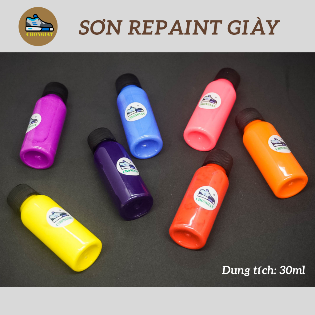 Sơn Repaint đế giày CHONGIAY màu trắng, đen và nhiều màu khác tặng kèm cọ quét